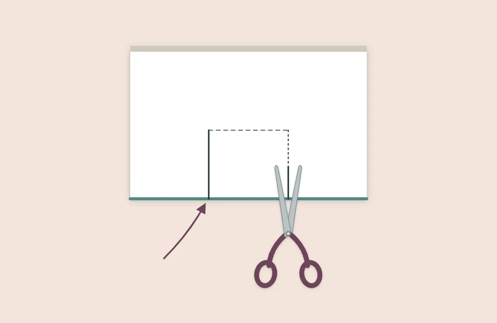 A folded sheet of cardstock with two parallel cuts made inward from the folded edge